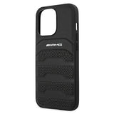AMG AMHCP13LGSEBK iPhone 13 Pro / 13 6,1" sort/sort hårdkasse Læder Debossed Lines