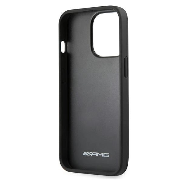 AMG AMHCP13LGSEBK iPhone 13 Pro / 13 6,1" sort/sort hårdkasse Læder Debossed Lines