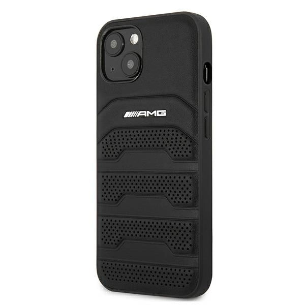 AMG AMHCP13SGSEBK iPhone 13 mini 5,4" sort/sort hårdkasse Læder Debossed Lines