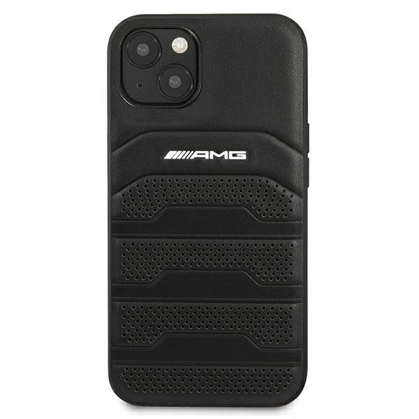 AMG AMHCP13SGSEBK iPhone 13 mini 5,4" sort/sort hårdkasse Læder Debossed Lines