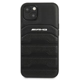 AMG AMHCP13SGSEBK iPhone 13 mini 5,4" sort/sort hårdkasse Læder Debossed Lines