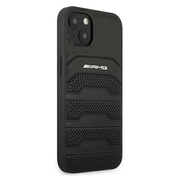 AMG AMHCP13SGSEBK iPhone 13 mini 5,4" sort/sort hårdkasse Læder Debossed Lines