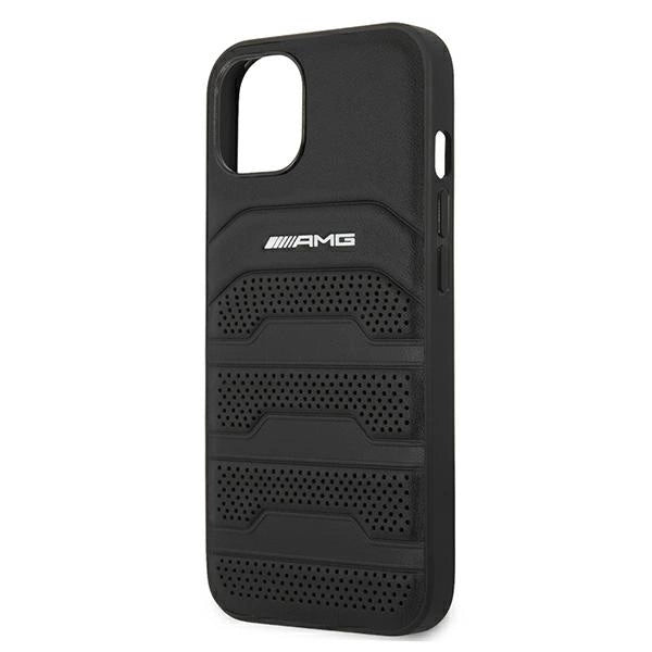 AMG AMHCP13SGSEBK iPhone 13 mini 5,4" sort/sort hårdkasse Læder Debossed Lines