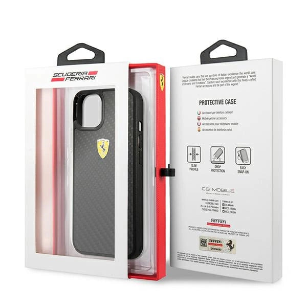 Ferrari FEHCP13SFCABK iPhone 13 mini 5.4" sort/sort hardcase On Track Real Carbon