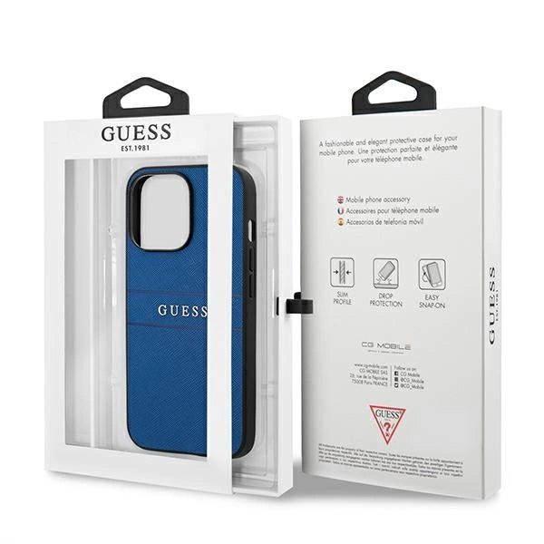 Guess GUHCP13LPSASBBL iPhone 13 Pro / 13 6.1" blå/blå Saffiano Strap