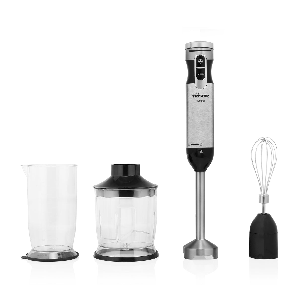 Tristar MX-4829 blender 0,7 L Nedsænkning blender 1000 W Sort, Rustfrit stål