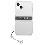 Guess GUHCP13SKB4GGR iPhone 13 mini 5.4" Gennemsigtig hardcase 4G Gray Strap Charm