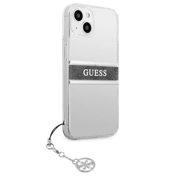 Guess GUHCP13SKB4GGR iPhone 13 mini 5.4" Gennemsigtig hardcase 4G Gray Strap Charm