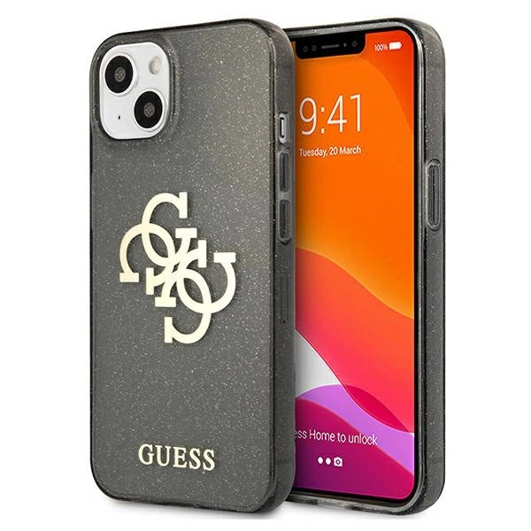 Guess GUHCP13SPCUGL4GBK iPhone 13 mini 5.4" sort/sort hardcase Glitter 4G Stor logo