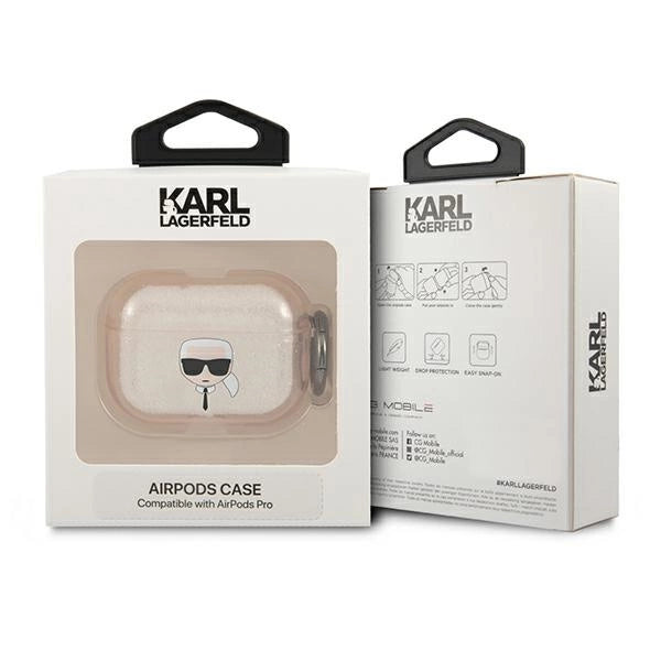 Karl Lagerfeld KLAPUKHGD AirPods Pro cover złoty/guld Glitter Karlens hoved