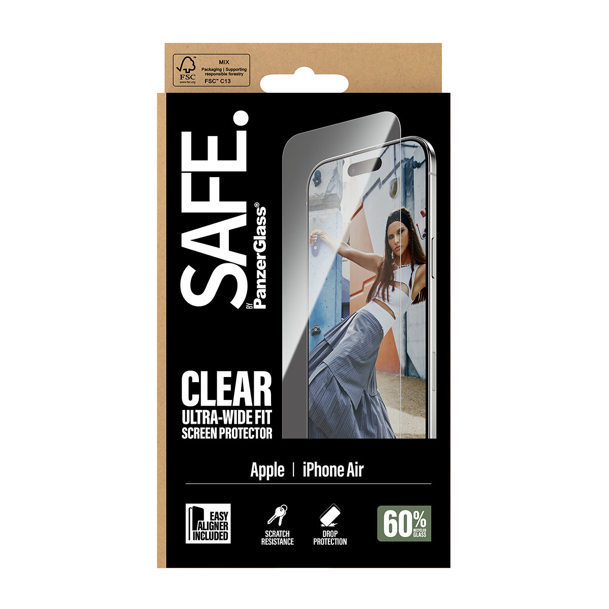 PanzerGlass SAFE. by ® Skærmbeskyttelse iPhone Air | Ultra-Wide Fit m. EasyAligner