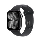 Apple Watch Series 11 GPS 46mm Jet Black Aluminium Case with Black Sport Band - S/M