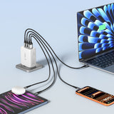 Tech Protect Nc200 W Gan 4 Port Netværksopladder Pd 200 W / Qc3.0 Hvid