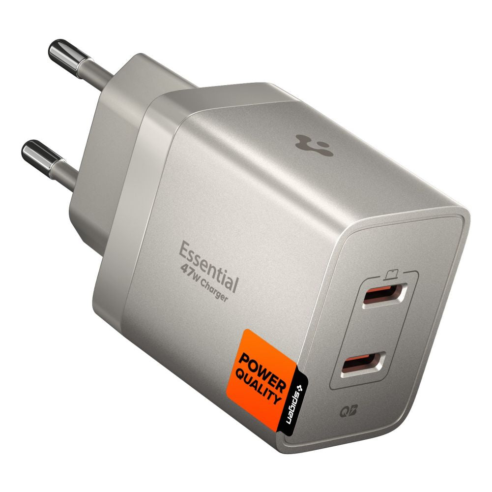 Spigen Ee472 Eu Gan Essential 2 Ports Netværksopladder 47 W Naturlig Titanium