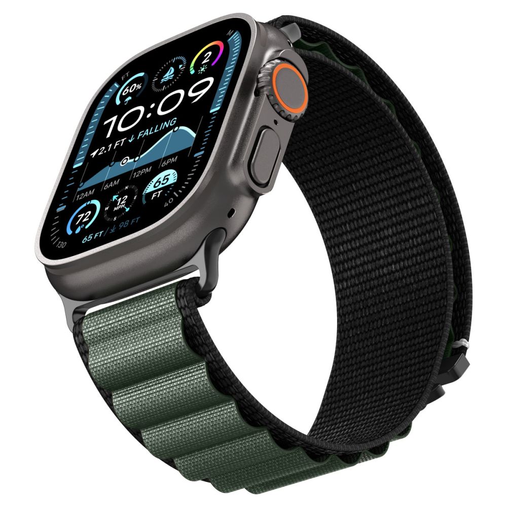 Spigen Wbf1 Remmen Til Apple Watch 8 / 9 / 10 / 11 / 12 / Se / Ultra (44 / 45 / 46 / 49 Mm) Sort/Grøn