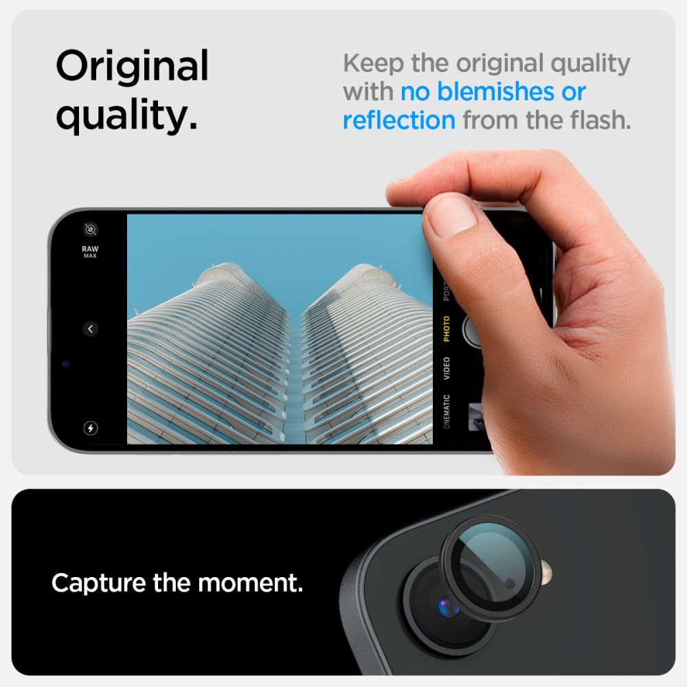 Kamera Beskyttelse Spigen Optik Pro Glas.Tr ”Ez Fit” Camera Protector 2 Pack Iphone 16 E / 17 E Sort
