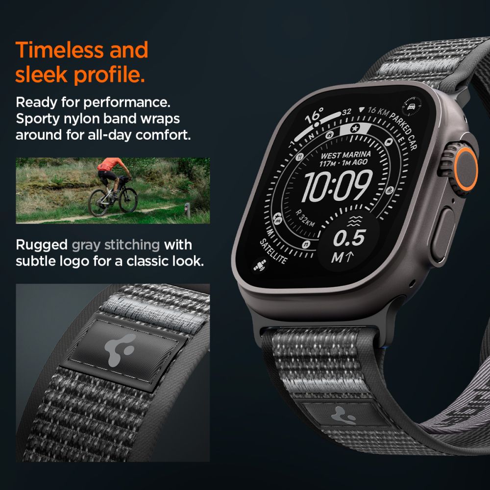 Spigen Athlex Air 2 Apple Watch 8 / 9 / 10 / 11 / 12 / Se / Ultra (44 / 45 / 46 / 49 Mm) Aktiv Sort / Grå