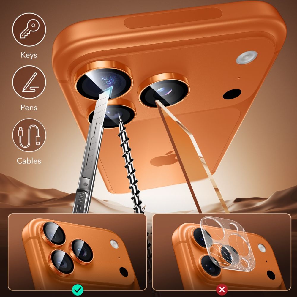 Kamera Beskyttelse Na Aparat Esr Armorite Camera Protector Iphone 14 Pro / Max / 15 Pro / Max / 16 Pro / Max / 17 Pro / Max Orange