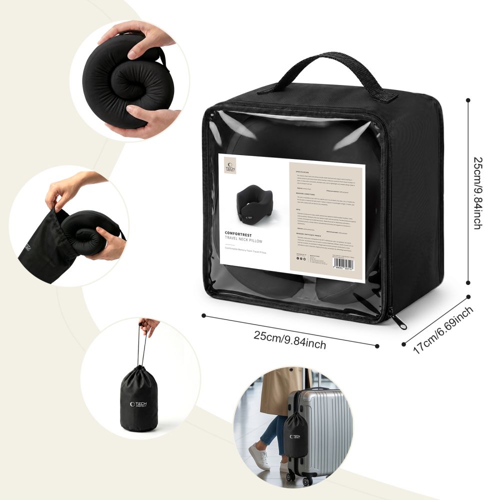 Tech Protect Comfortrest Rejsehalspude Sort