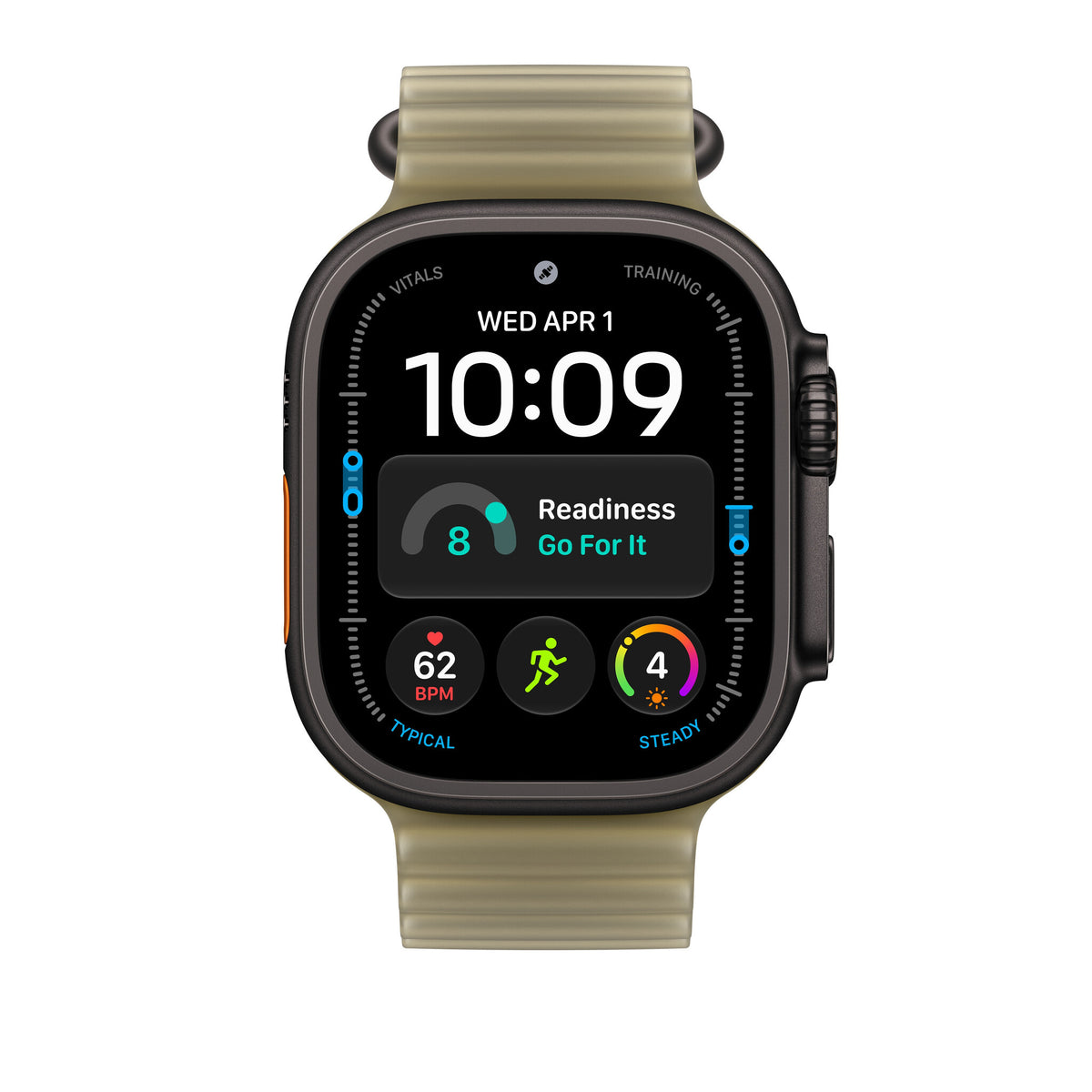 Apple Ocean-rem i halvtransparent tanggrøn, 49 mm - i farven sort titanium