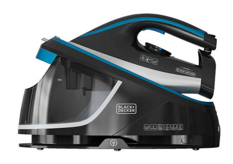 Black & Decker BXSS2401E 2400 W 1,5 L Keramisk strygesål Sort, Blå, Hvid