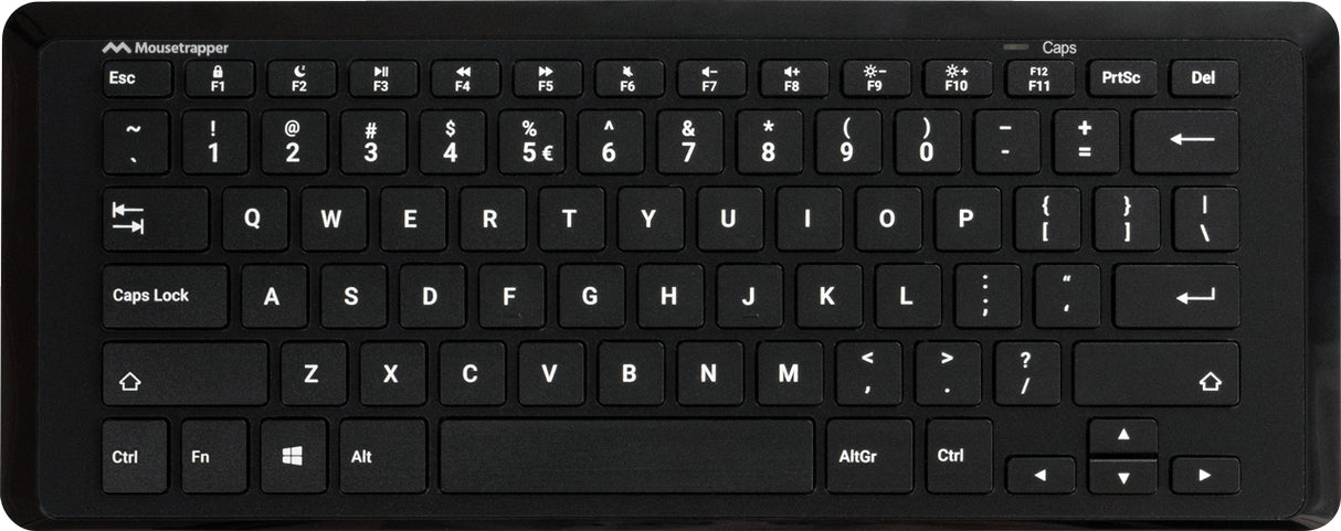 Mousetrapper Type Mini Wireless tastatur Universel USB + RF Wireless + Bluetooth QWERTY Nordisk Sort