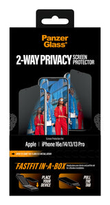 PanzerGlass Privacy Screen Protector iPhone 17e |16e | 14 | 13 |13 Pro Ultra-Wide Fit w. FASTFIT IN-A-BOX