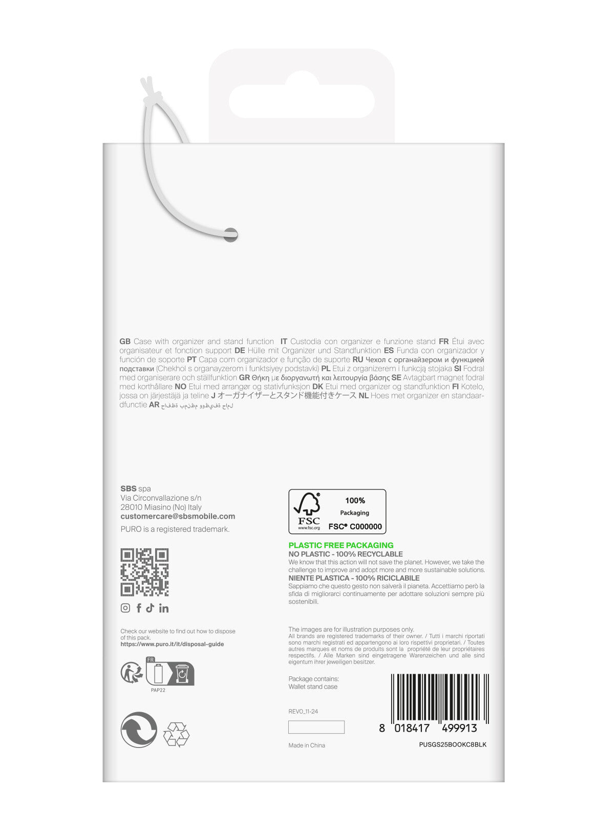 PURO PUSGS25BOOKC8BLK mobiltelefon etui 15,8 cm (6.2") Tegnebogsetui Sort