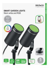 Deltaco SH-GLKEX01, Smart RGB havelys med varmt hvidt lys, sort