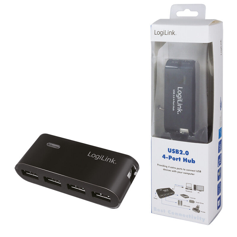 LogiLink UA0085 interface hub USB 2.0 Type-A 480 Mbit/s Sort
