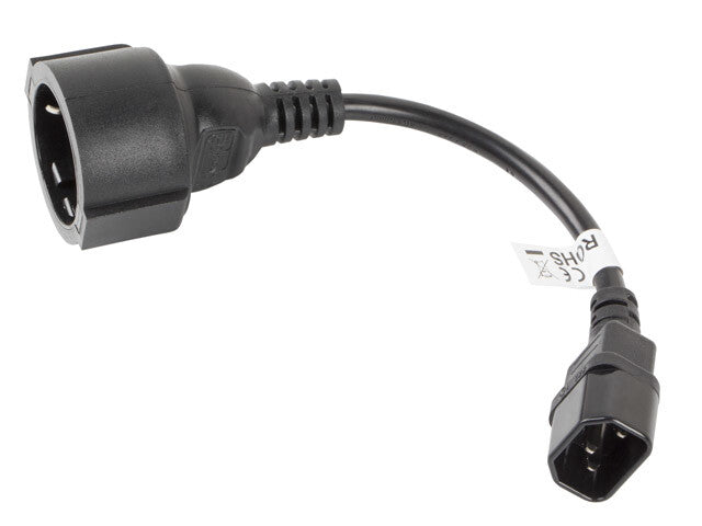 Lanberg CA-C14E-10CC-0018-BK el-ledning Sort 0,18 m C14 forbinder