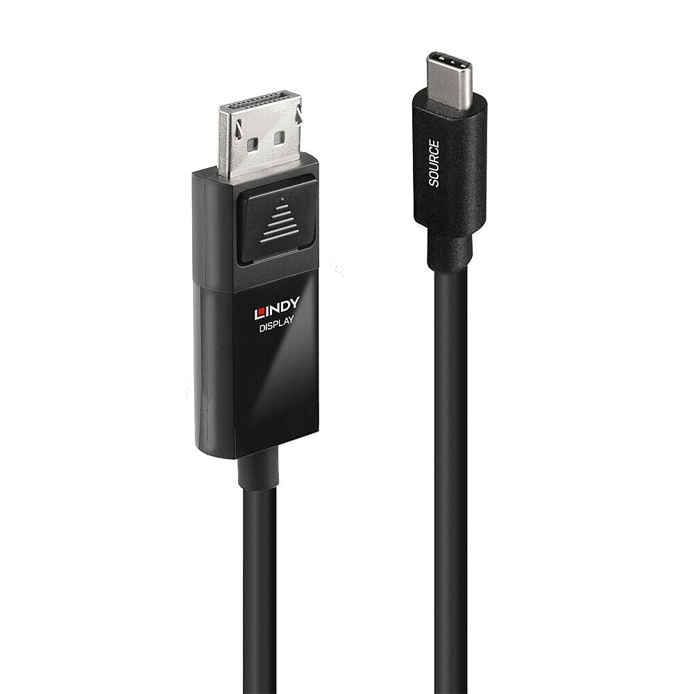Lindy 43342 videokabel adapter 2 m USB Type-C DisplayPort Sort