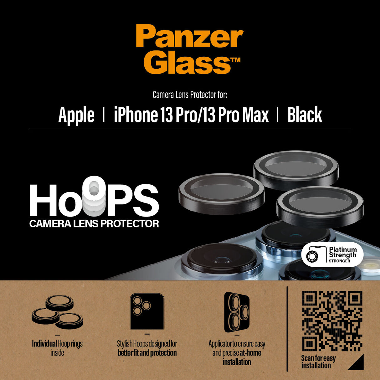 PanzerGlass ® Hoops® Kameralinsebeskytter Sort for iPhone 13 Pro | 13 Pro Max