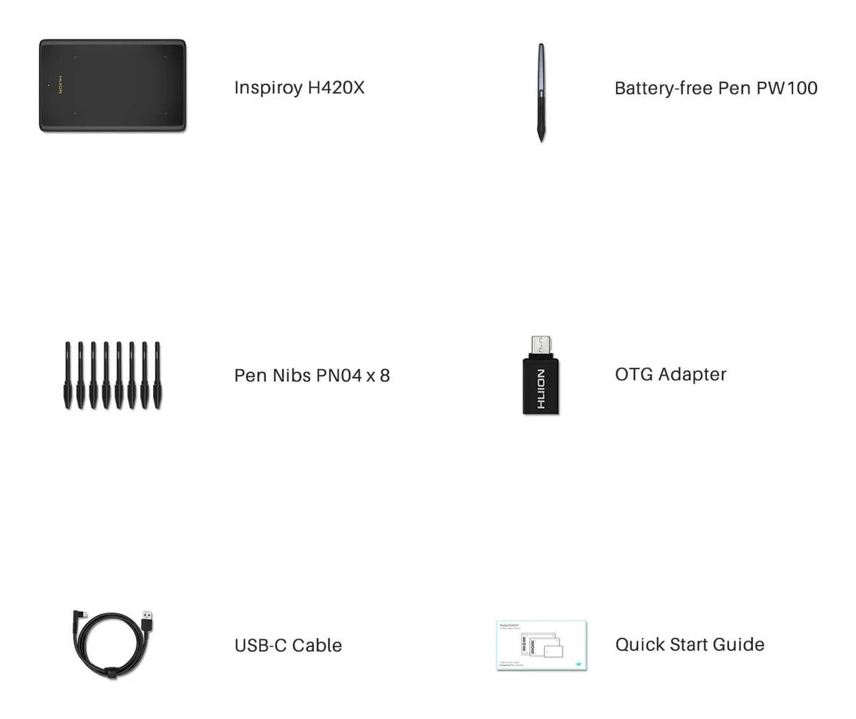 HUION H420X tegneplade Sort 5080 lpi 106 x 66 mm USB