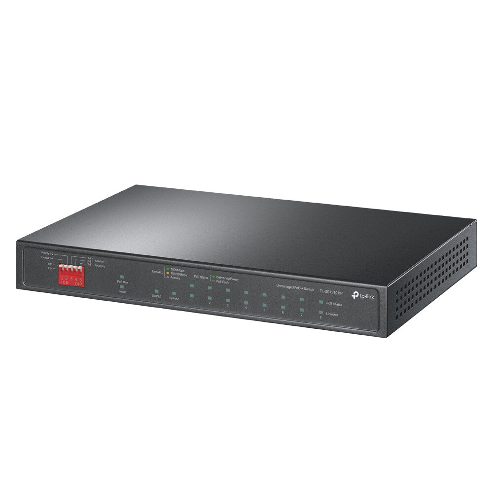 TP-Link TL-SG1210PP netværksswitch Ikke administreret Gigabit Ethernet (10/100/1000) Strøm over Ethernet (PoE) Sort