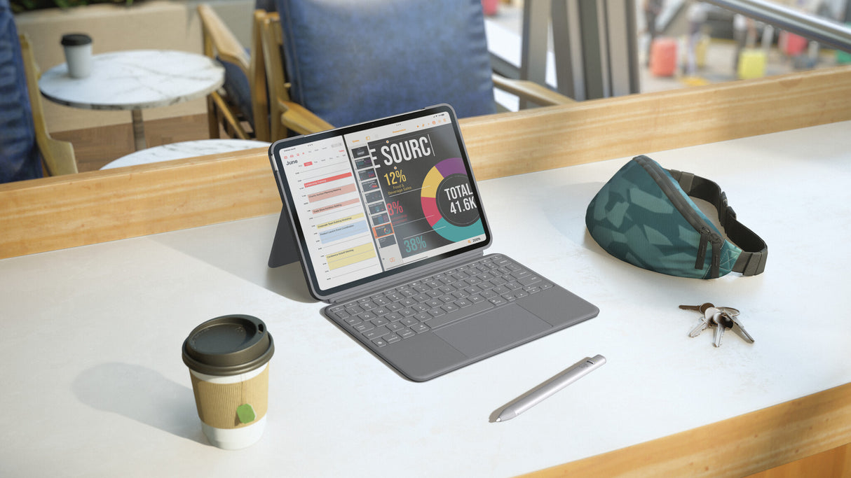 Logitech Combo Touch QWERTY Dansk, Finsk, Norsk, Svensk Smart Connector Grå