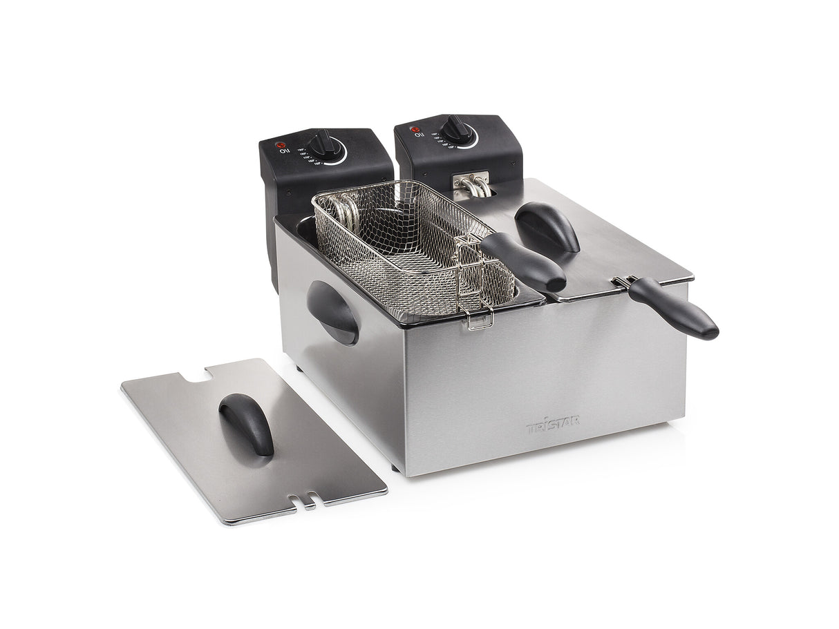 Tristar FR-6937 frituregryde Dobbelt 6 L Enkeltstående 3600 W Sort, Rustfrit stål