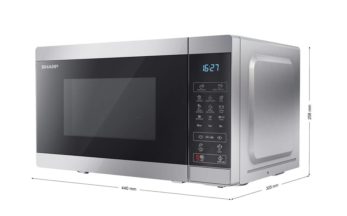 Sharp YC-MG02E-S mikrobølgeovn Sort, Stål Kombination mikroovn Bordplade 20 L 800 W