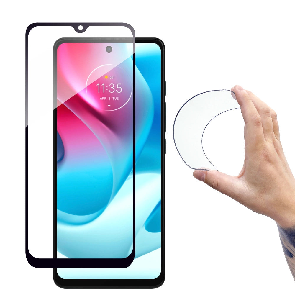 Full Cover Flexi Nano Glass Film Hærdet Glas med Moto G60s Frame