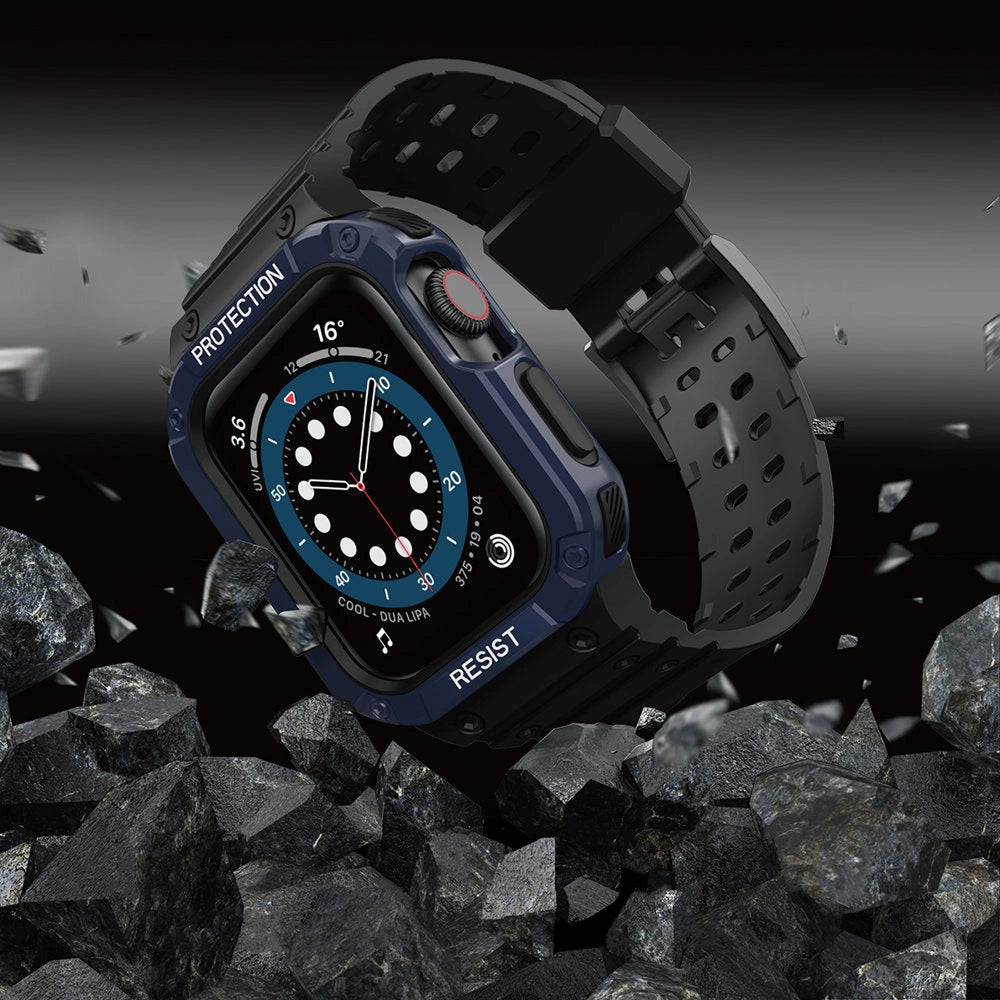 Beskyttelsesrem til Apple Watch 38/40/41 mm pansret bagrem - sort, blå