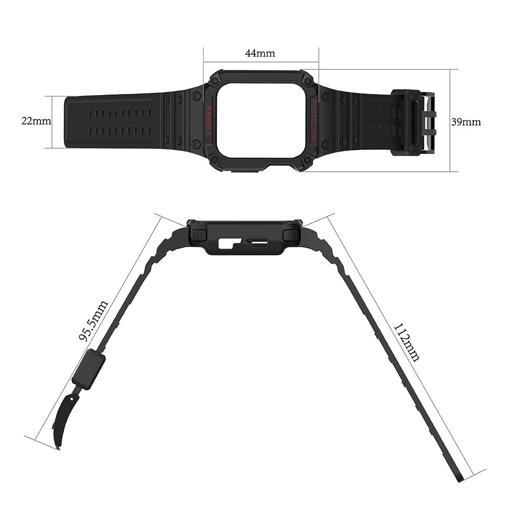 Beskyttelse Strap Band til Apple Watch 38/40/41mm Armored Case Strap - sort, guld