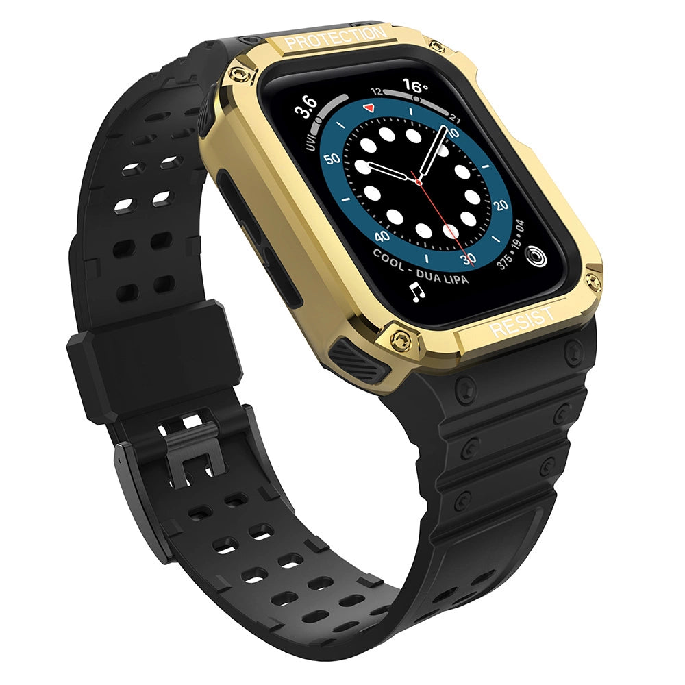 Beskyttelse Strap Band til Apple Watch 38/40/41mm Armored Case Strap - sort, guld