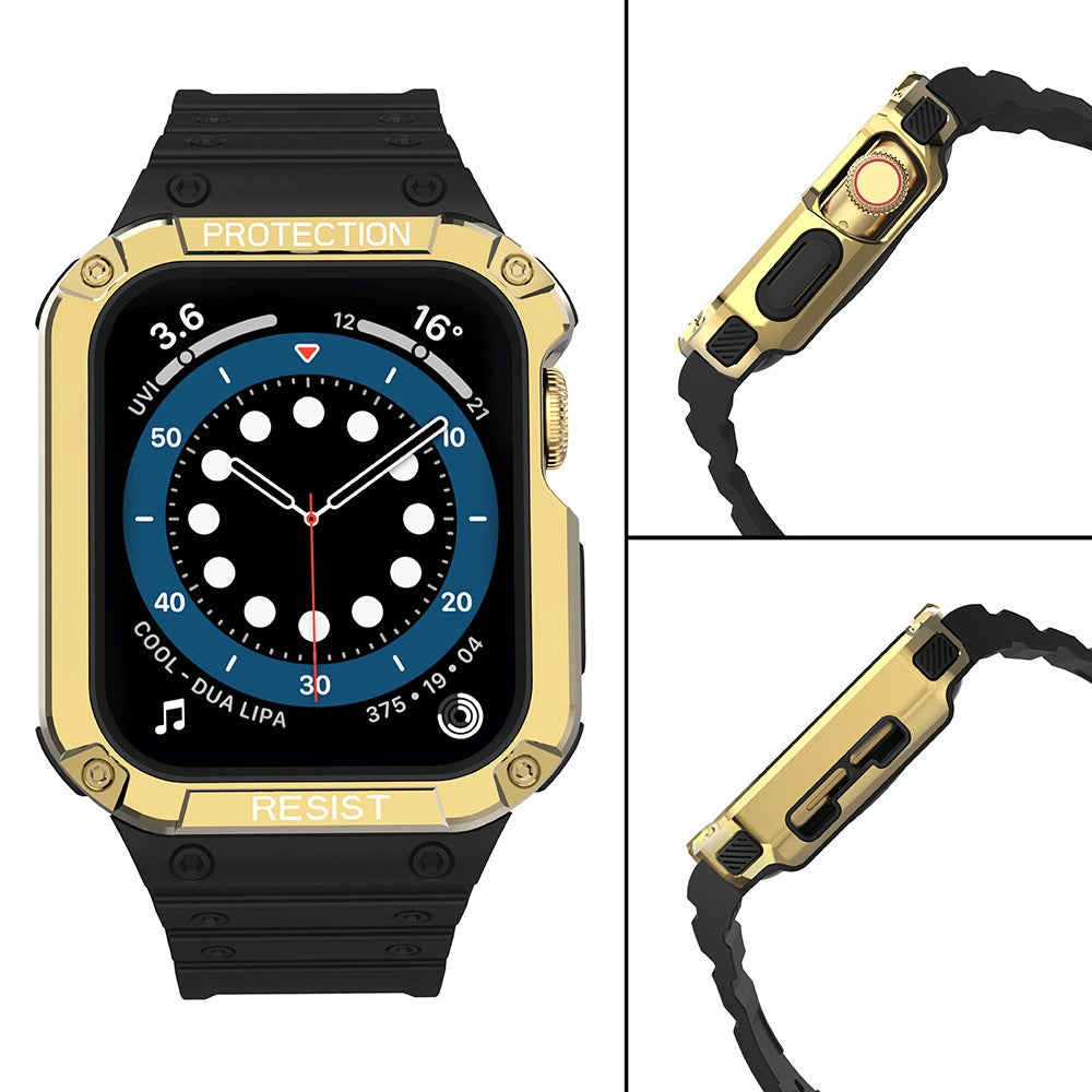 Beskyttelse Strap Band til Apple Watch 38/40/41mm Armored Case Strap - sort, guld