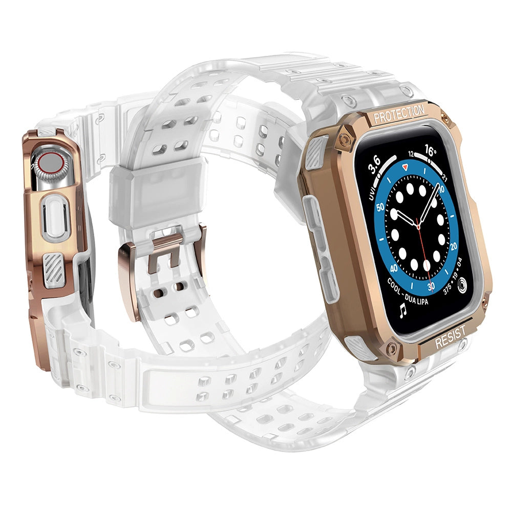 Beskyttelse Strap Band til Apple Watch 38/40/41mm Armored Case Strap - Transparent, Rose Gold