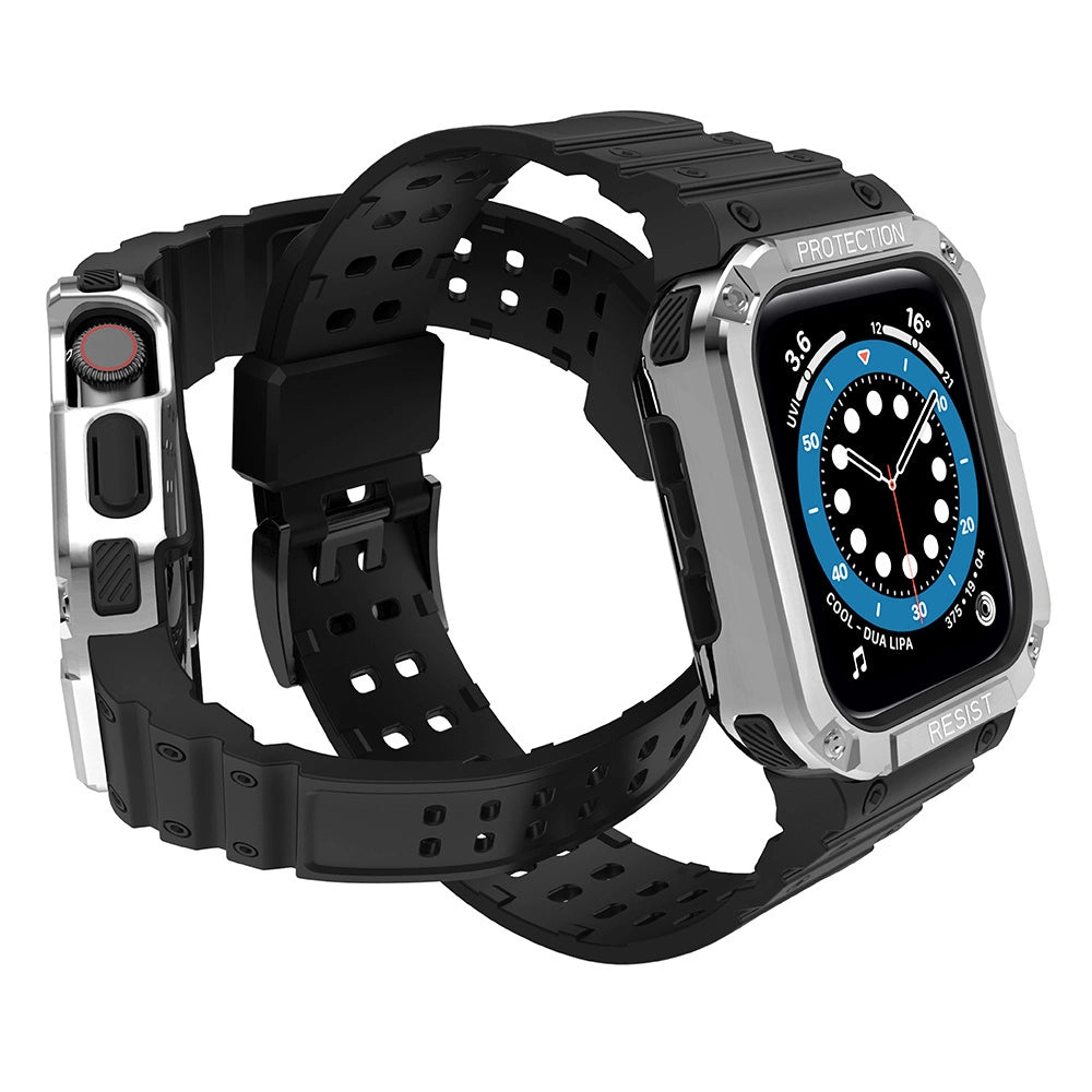 Beskyttelse Strap Band til Apple Watch 38/40/41mm Armored Case Strap - sort, sølv