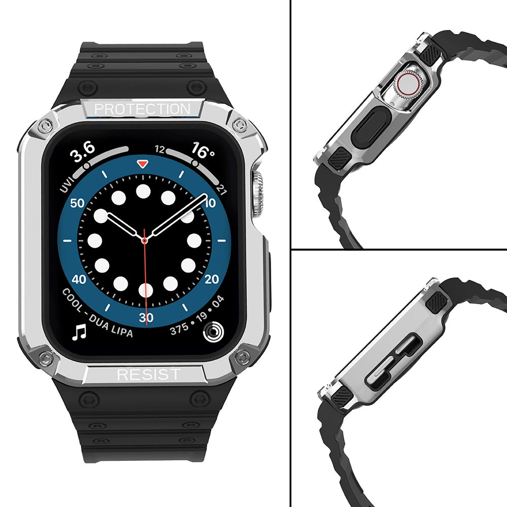 Beskyttelse Strap Band til Apple Watch 38/40/41mm Armored Case Strap - sort, sølv