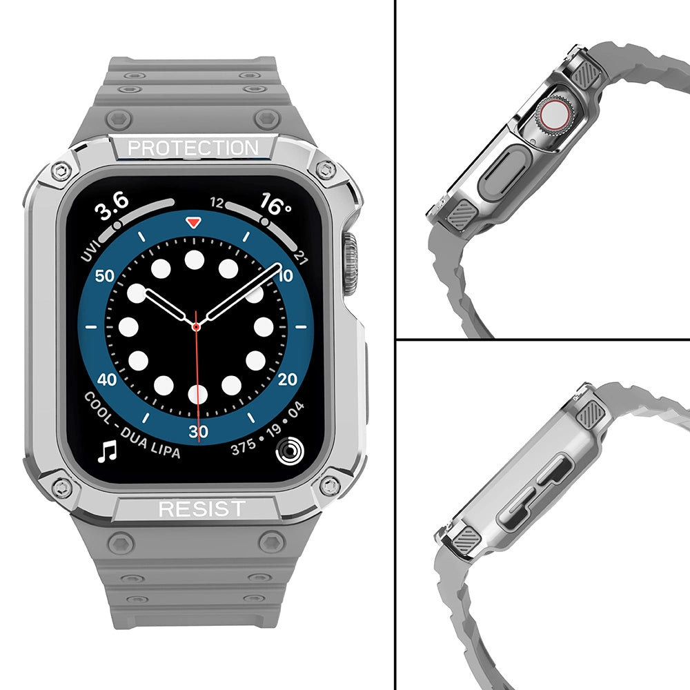 Beskyttelse Strap Band til Apple Watch 38/40/41mm Armored Case Strap - Gray, Silver