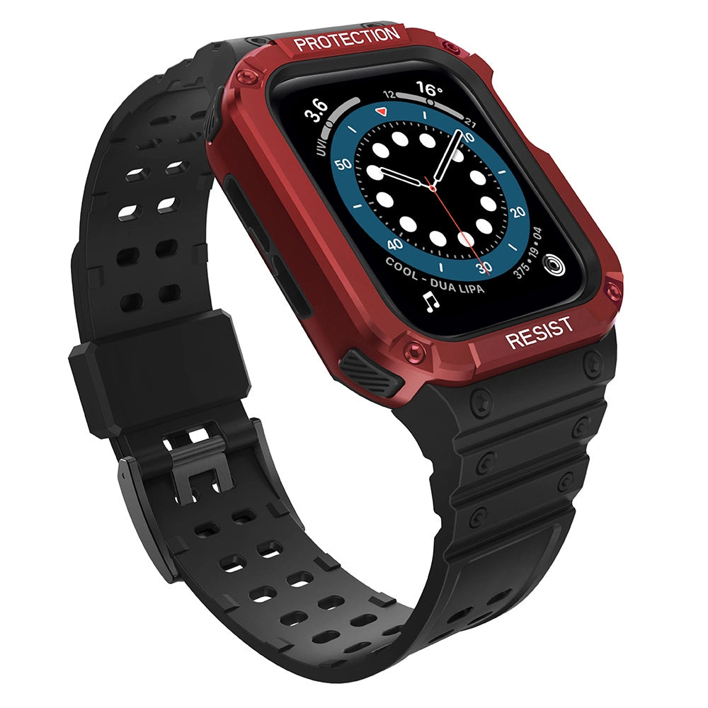Beskyttelsesrem til Apple Watch 42/44/45 mm pansret bagrem - sort, rød