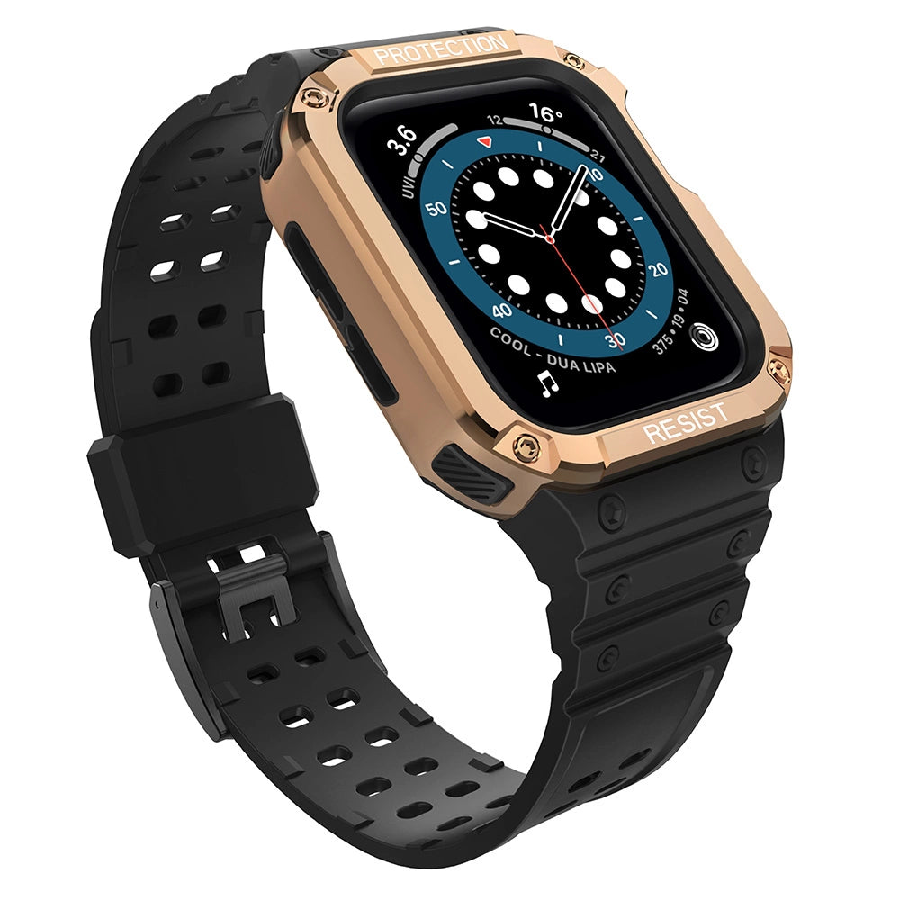 Beskyttelse Strap Band til Apple Watch 42/44/45mm Armored Case Strap - sort, Rose Gold