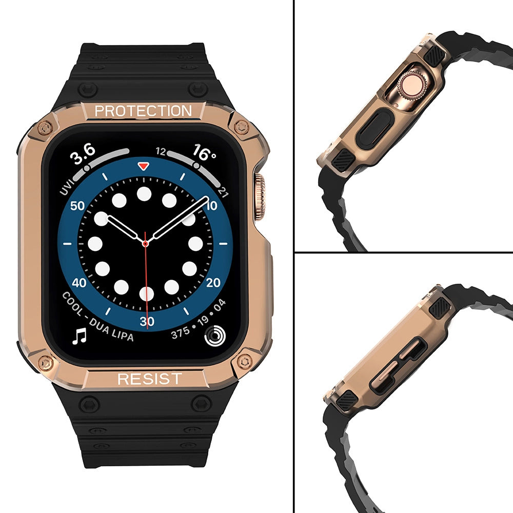 Beskyttelse Strap Band til Apple Watch 42/44/45mm Armored Case Strap - sort, Rose Gold